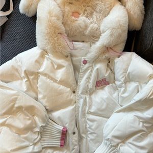 Cute down jacket with buddy hoodie, oversized